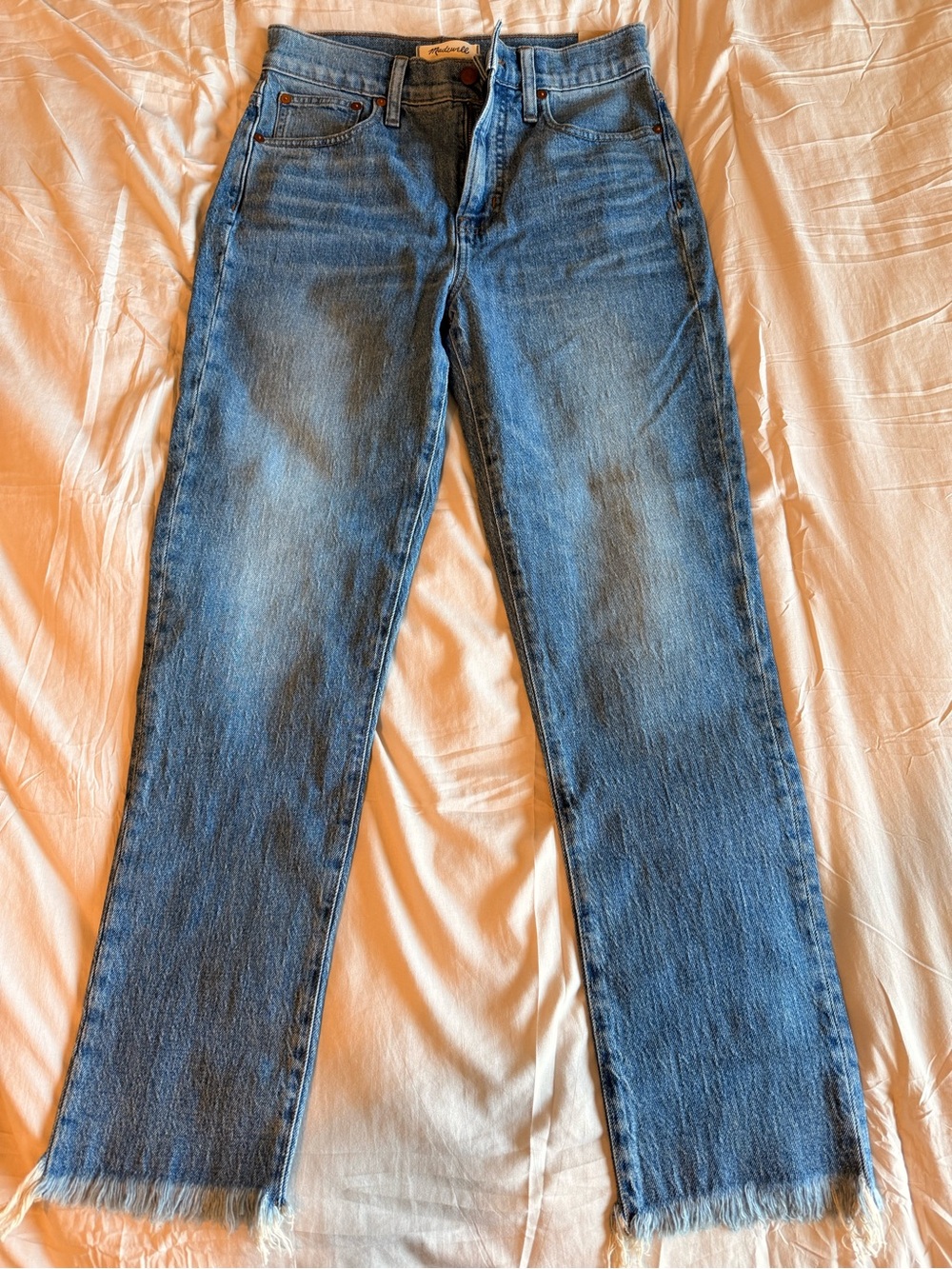 Madewell Cropped Straight Jeans in Medium Blue Wash